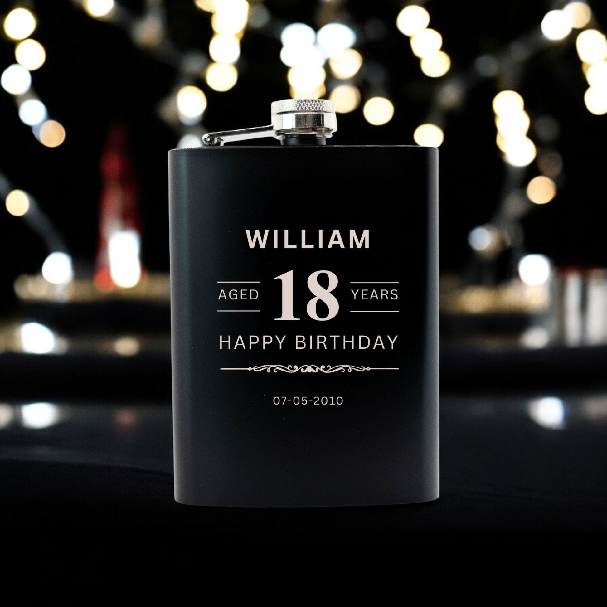 18th Birthday Hip Flask Gift Set Whiskey Label Themed