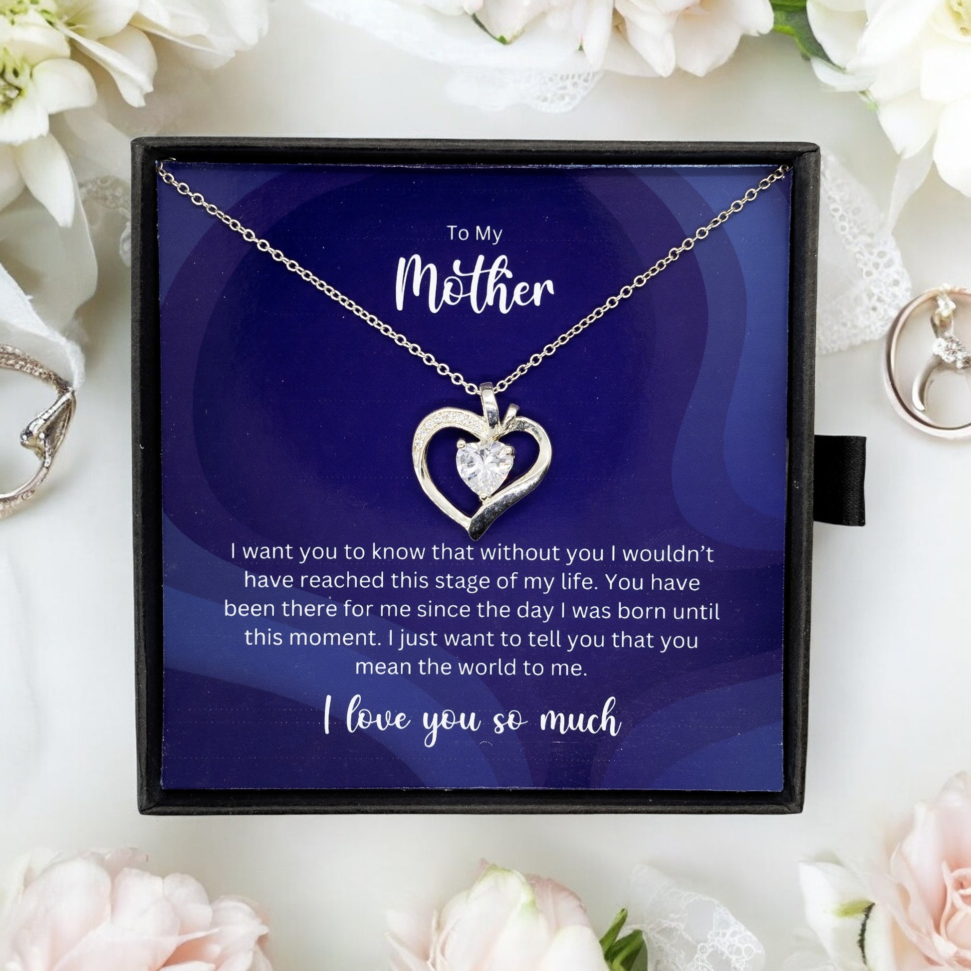 To My Mother - Sterling Silver Necklace Personalised Gift With A Custom Message Card - Gift from Son / Daughter For Mum