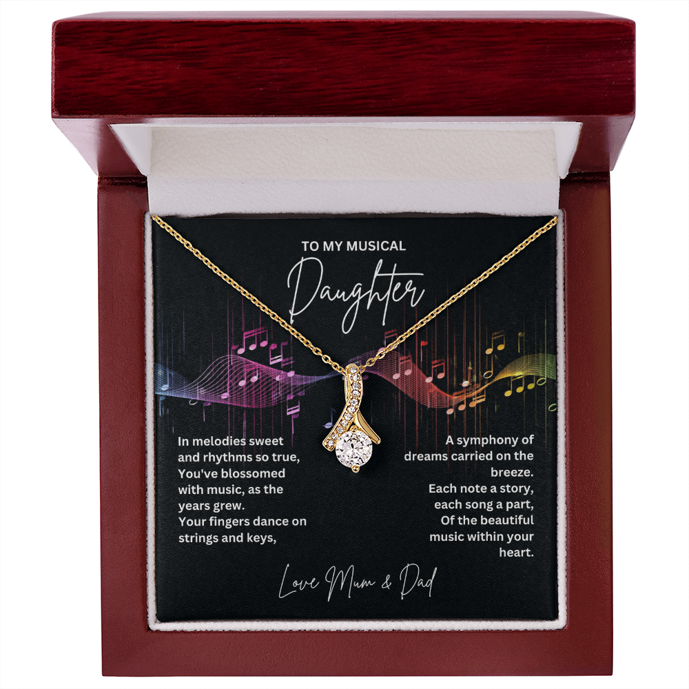 Gift For Musical Daughter - Sterling Silver Musical Note Necklace - Daughter Necklace - Personalised Gift From Mum and Dad - Mother And Daughter