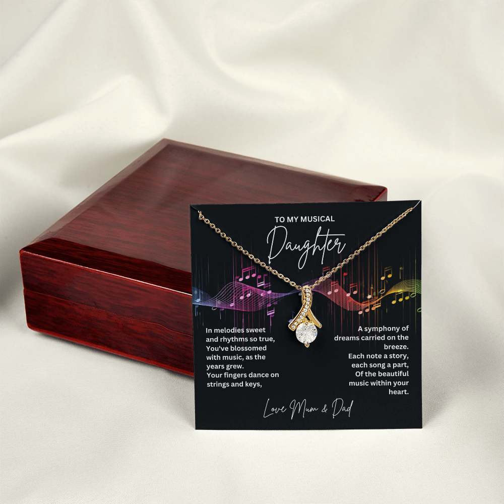Gift For Musical Daughter - Sterling Silver Musical Note Necklace - Daughter Necklace - Personalised Gift From Mum and Dad - Mother And Daughter
