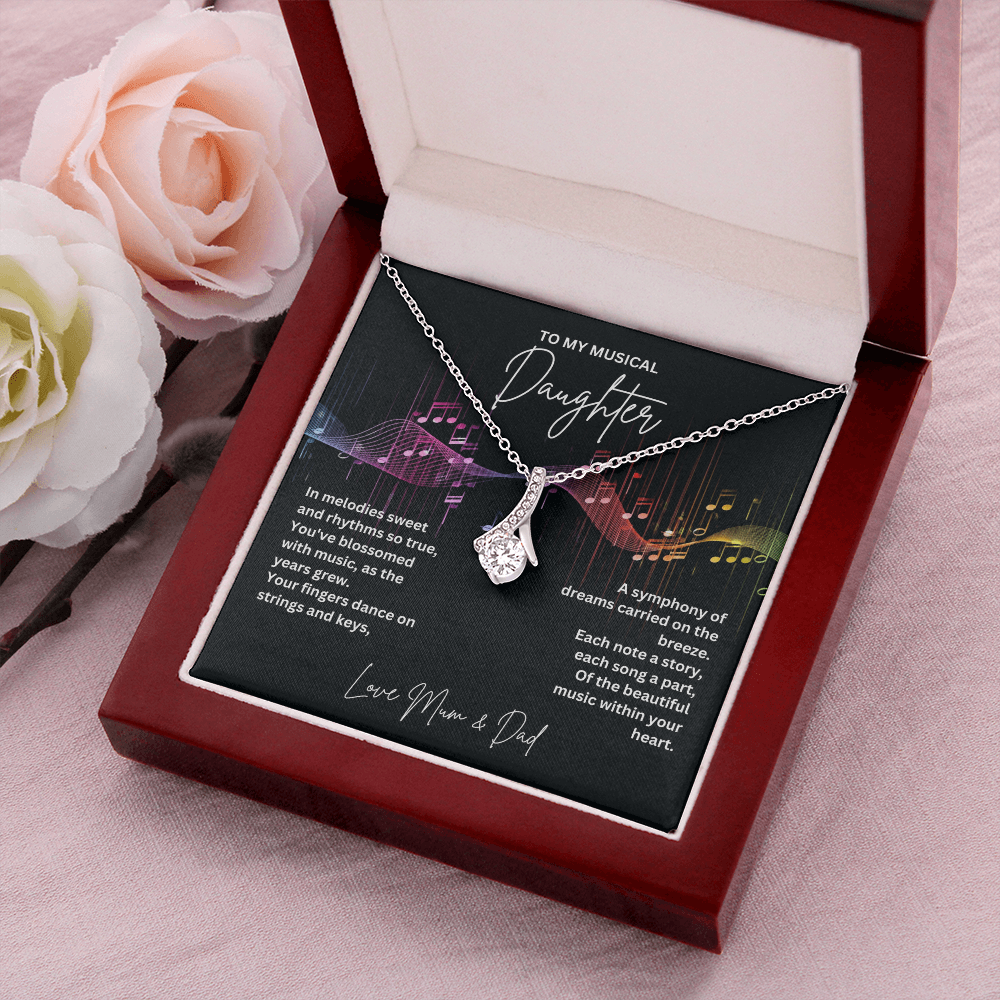 Gift For Musical Daughter - Sterling Silver Musical Note Necklace - Daughter Necklace - Personalised Gift From Mum and Dad - Mother And Daughter