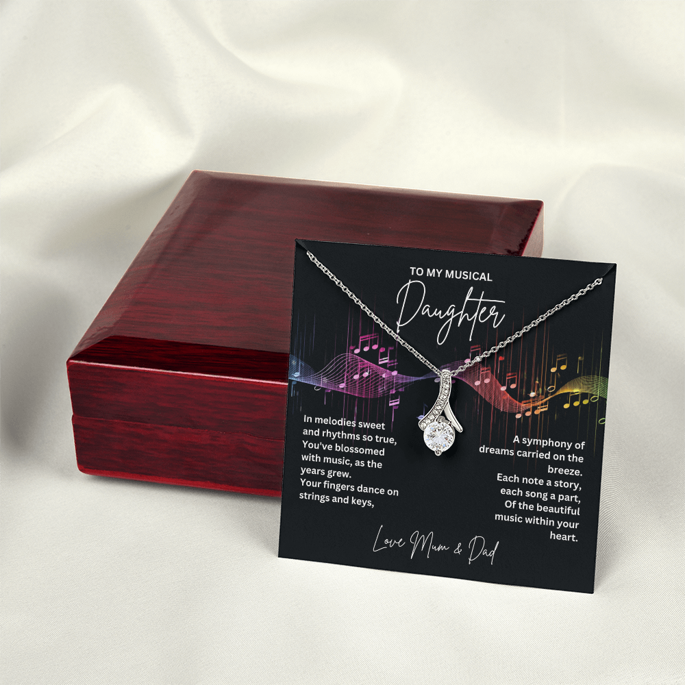 Gift For Musical Daughter - Sterling Silver Musical Note Necklace - Daughter Necklace - Personalised Gift From Mum and Dad - Mother And Daughter