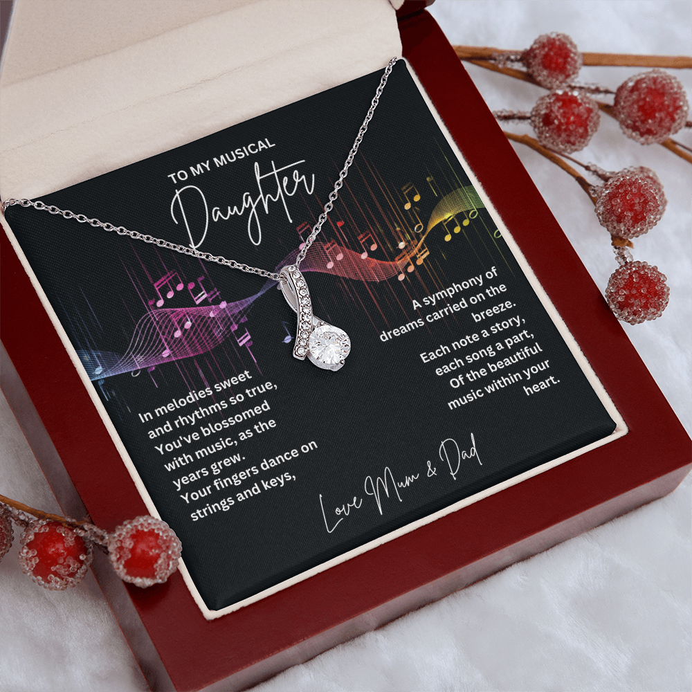 Gift For Musical Daughter - Sterling Silver Musical Note Necklace - Daughter Necklace - Personalised Gift From Mum and Dad - Mother And Daughter