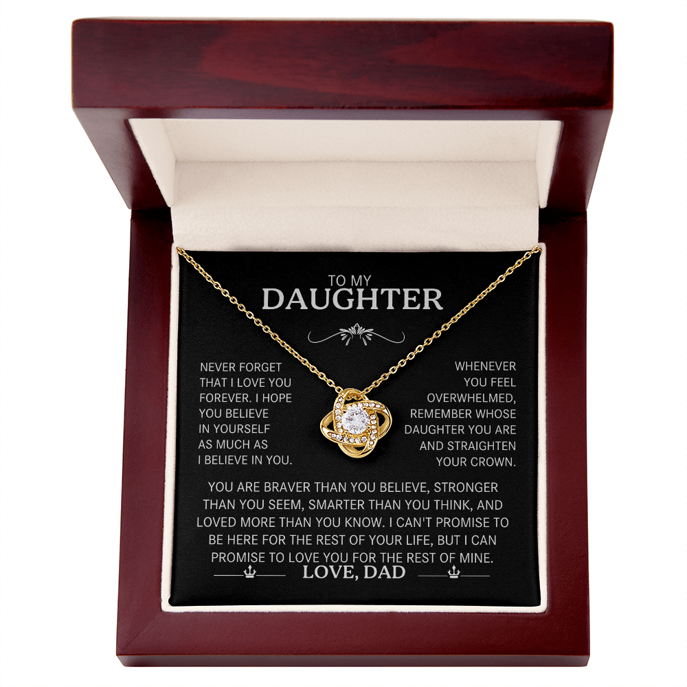 To My Daughter Silver Love Knot Necklace Gift From Dad to Daughter - Personalized Message