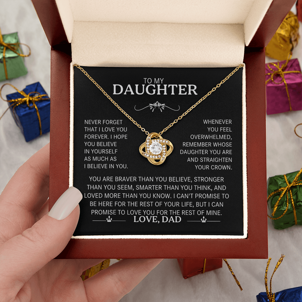To My Daughter Silver Love Knot Necklace Gift From Dad to Daughter - Personalized Message