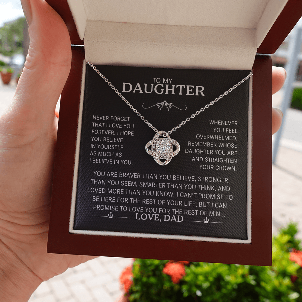 To My Daughter Silver Love Knot Necklace Gift From Dad to Daughter - Personalized Message
