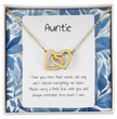 Present For Auntie - Interlocking Heart Necklace - Personalised Message Card - Birthday Christmas Gift For Aunt
