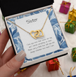 Gift For Sister - Interlocking Heart Necklace - Personalised Message Card