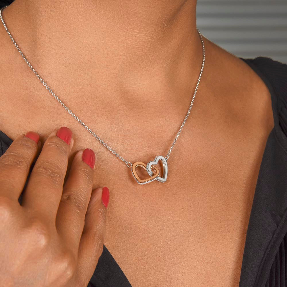Gift For Sister - Interlocking Heart Necklace - Personalised Message Card