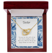 Gift For Sister - Interlocking Heart Necklace - Personalised Message Card