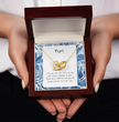Present For Mum - Interlocking Heart Necklace - Personalised Message Card - Birthday Christmas Gift For Mother