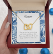 Gift For Sister - Interlocking Heart Necklace - Personalised Message Card