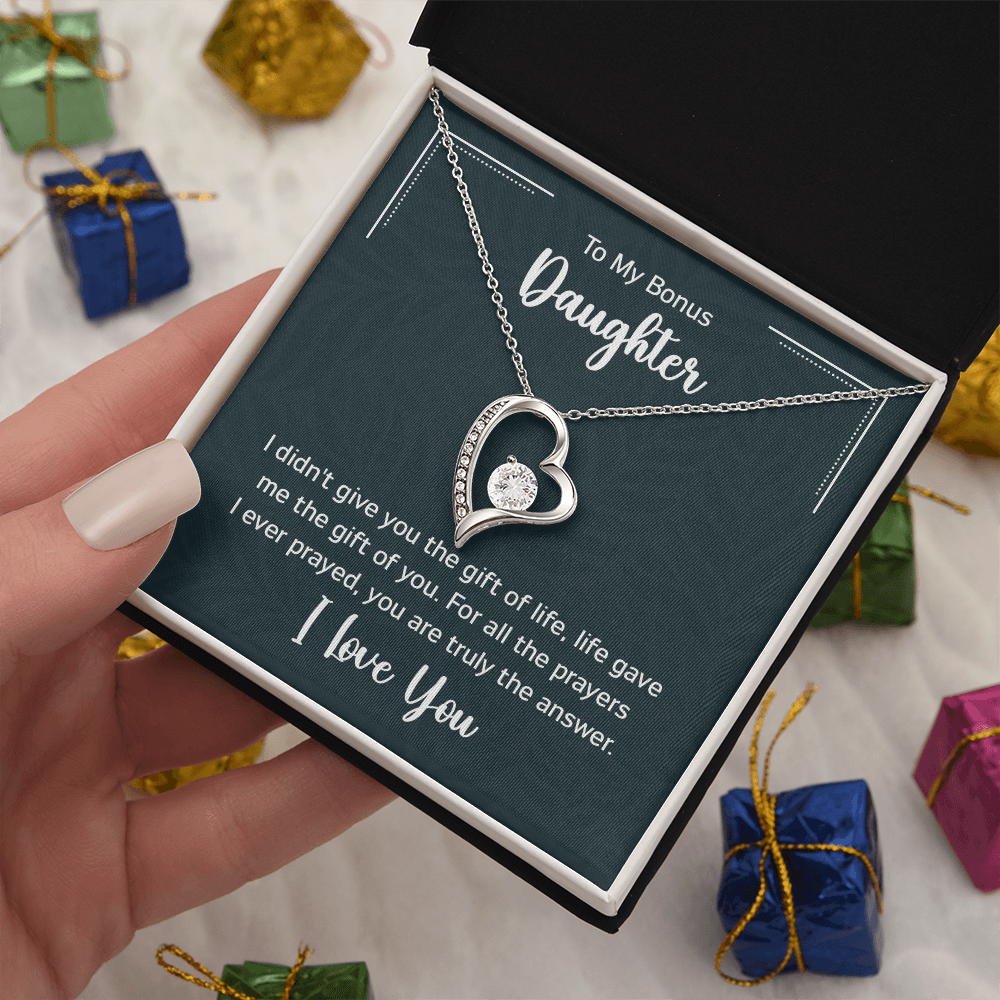 To My Bonus Daughter Beautiful Heart Necklace for Daughter-In-Law