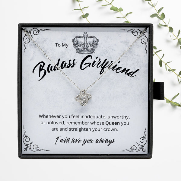 Badass Babe Choice of Silver Necklace with Personalised Message Card - Perfect Gift for Girlfriend