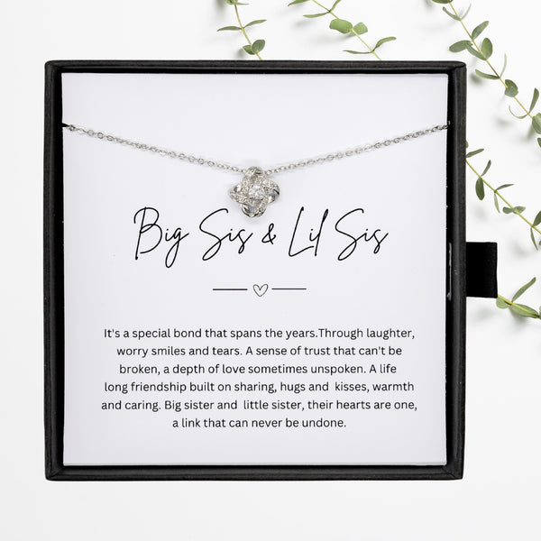 Big Sis & Lil Sis  - Silver Necklace Gift Jewellery For Sisters With Personalised Message Card