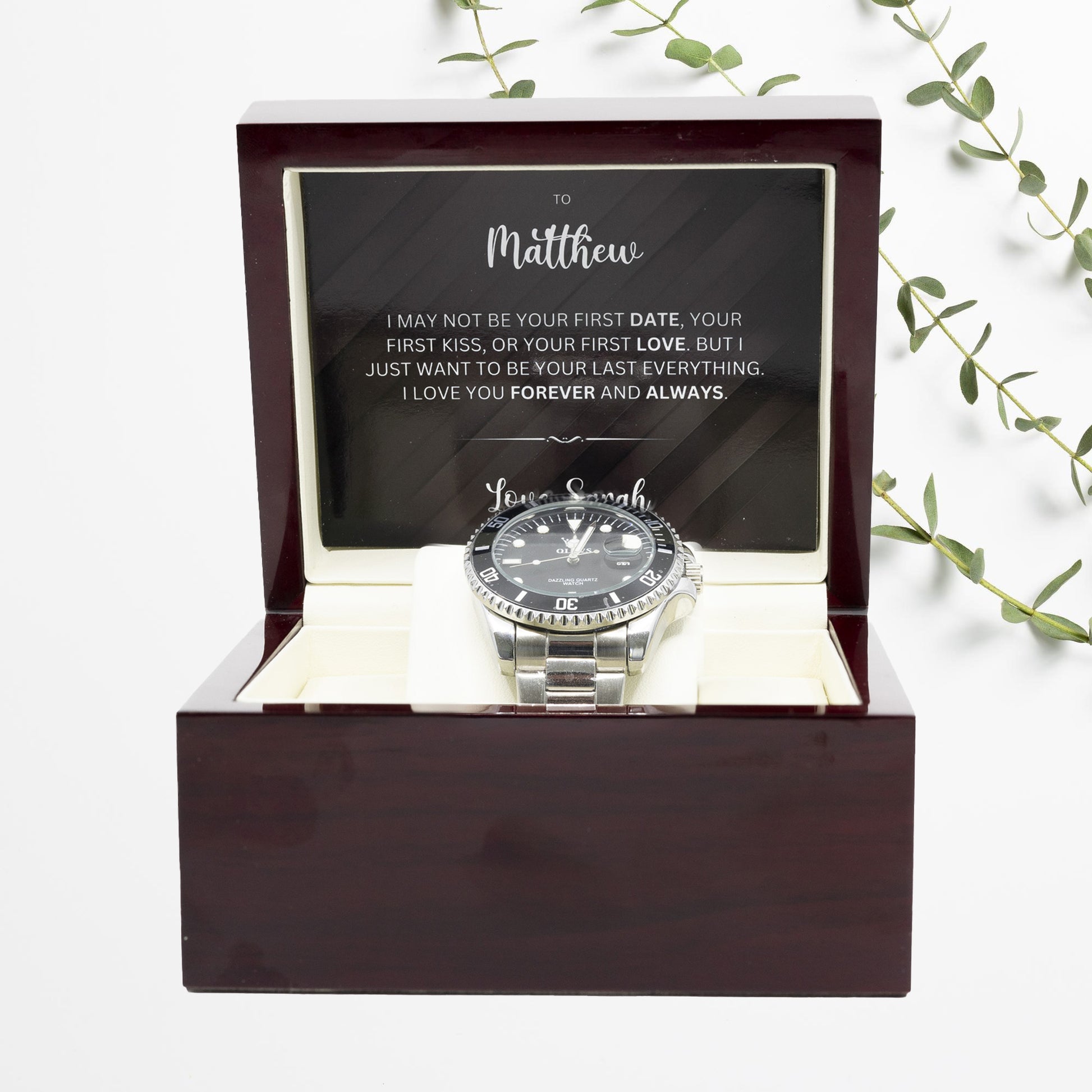 Luxury Watch Gift Set With Personalised Message Card - Gift For Brother, Husband, Boyfriend. Anniversay Gift Watch - Gift From Parter
