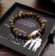 To A Wonderful Dad - Beautiful Tiger Eye Volcanic Stone Bracelet with Personalised Message Card Gift Boxed