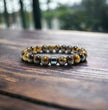To A Wonderful Dad - Beautiful Tiger Eye Volcanic Stone Bracelet with Personalised Message Card Gift Boxed