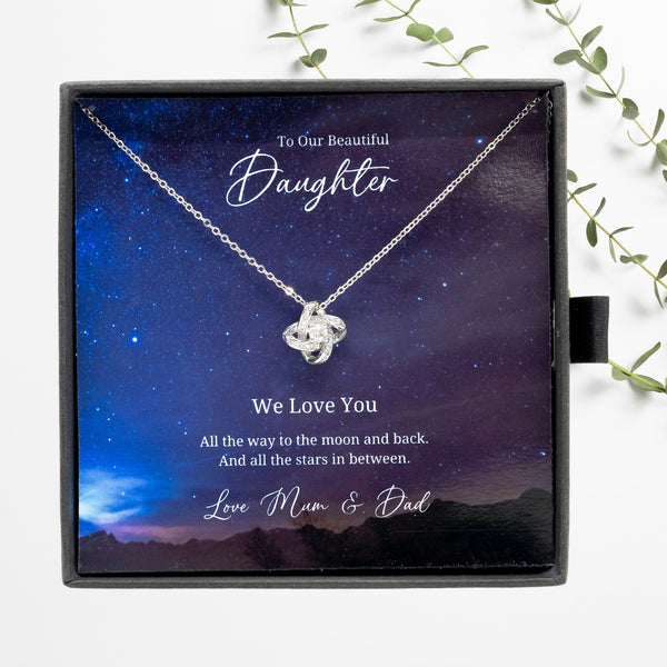 To My Beautful Daughter - Sterling Silver Necklace Personalised Gift With A Custom Message Card - Jewellery Gift for Daughter From Parents