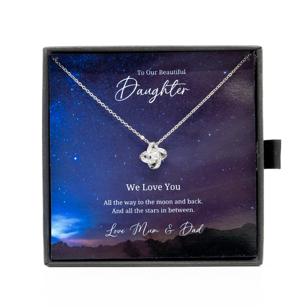 To My Beautful Daughter - Sterling Silver Necklace Personalised Gift With A Custom Message Card - Jewellery Gift for Daughter From Parents