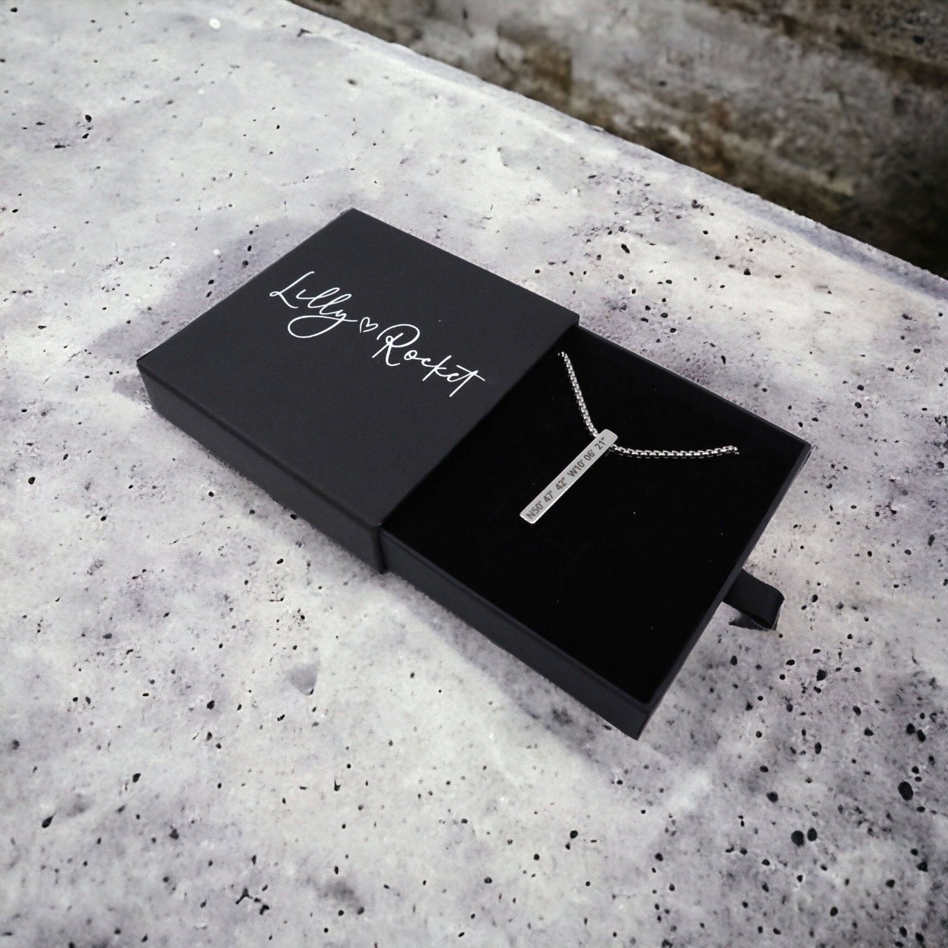 Custom Coordinates Longitude and Latitude Bar Necklace