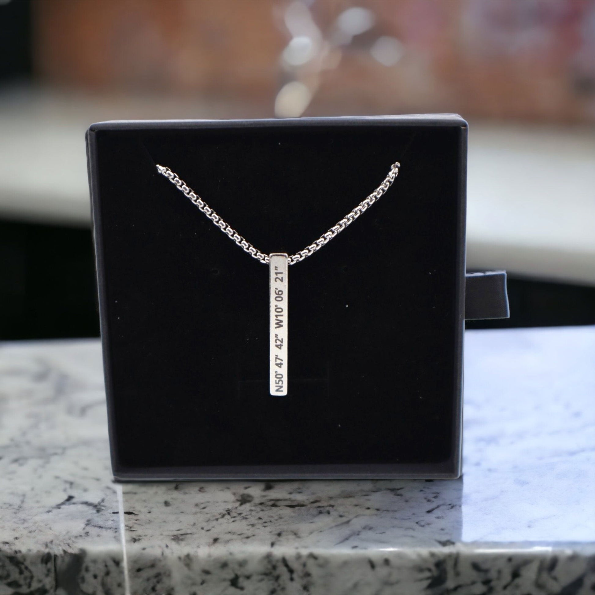 Custom Coordinates Longitude and Latitude Bar Necklace