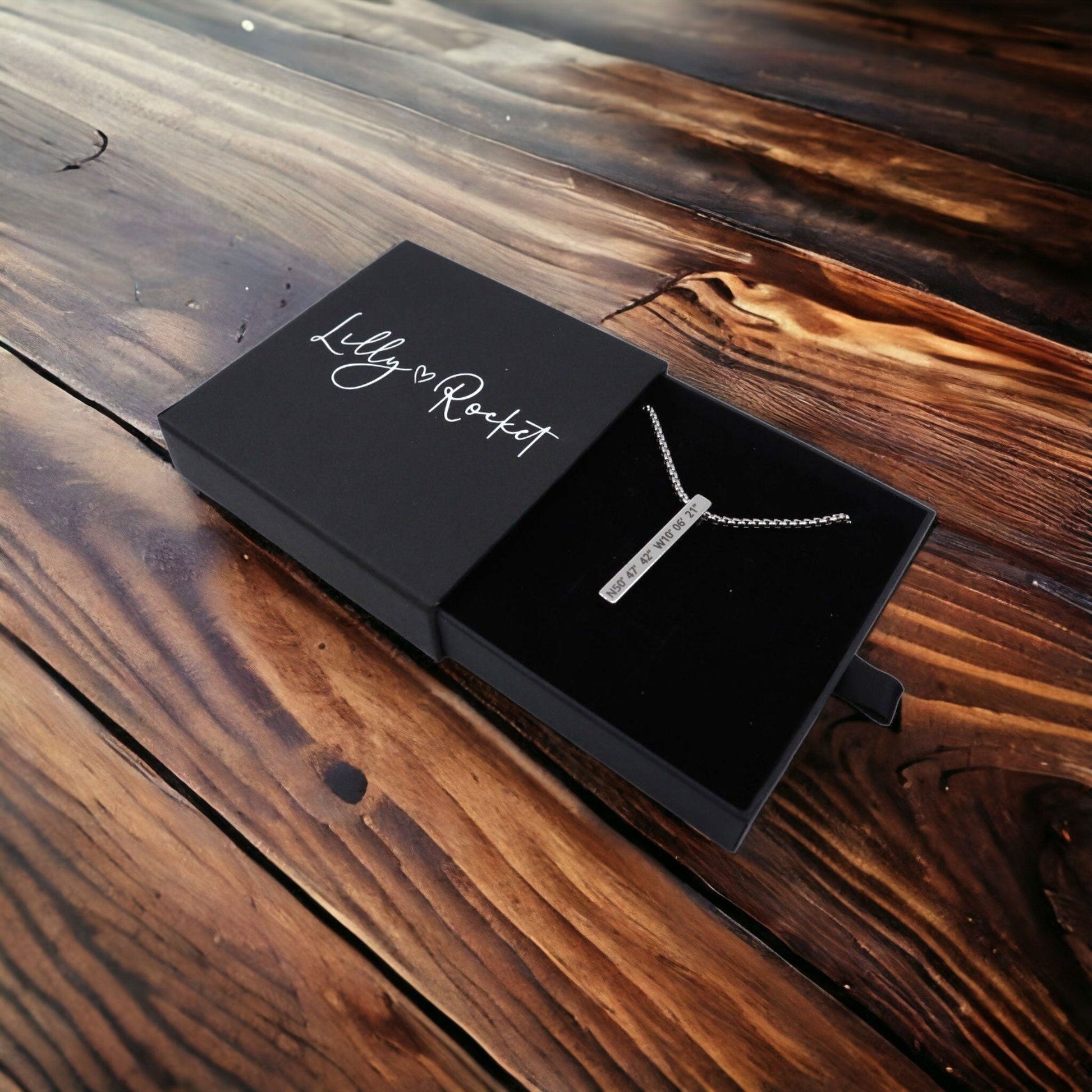 Custom Coordinates Longitude and Latitude Bar Necklace