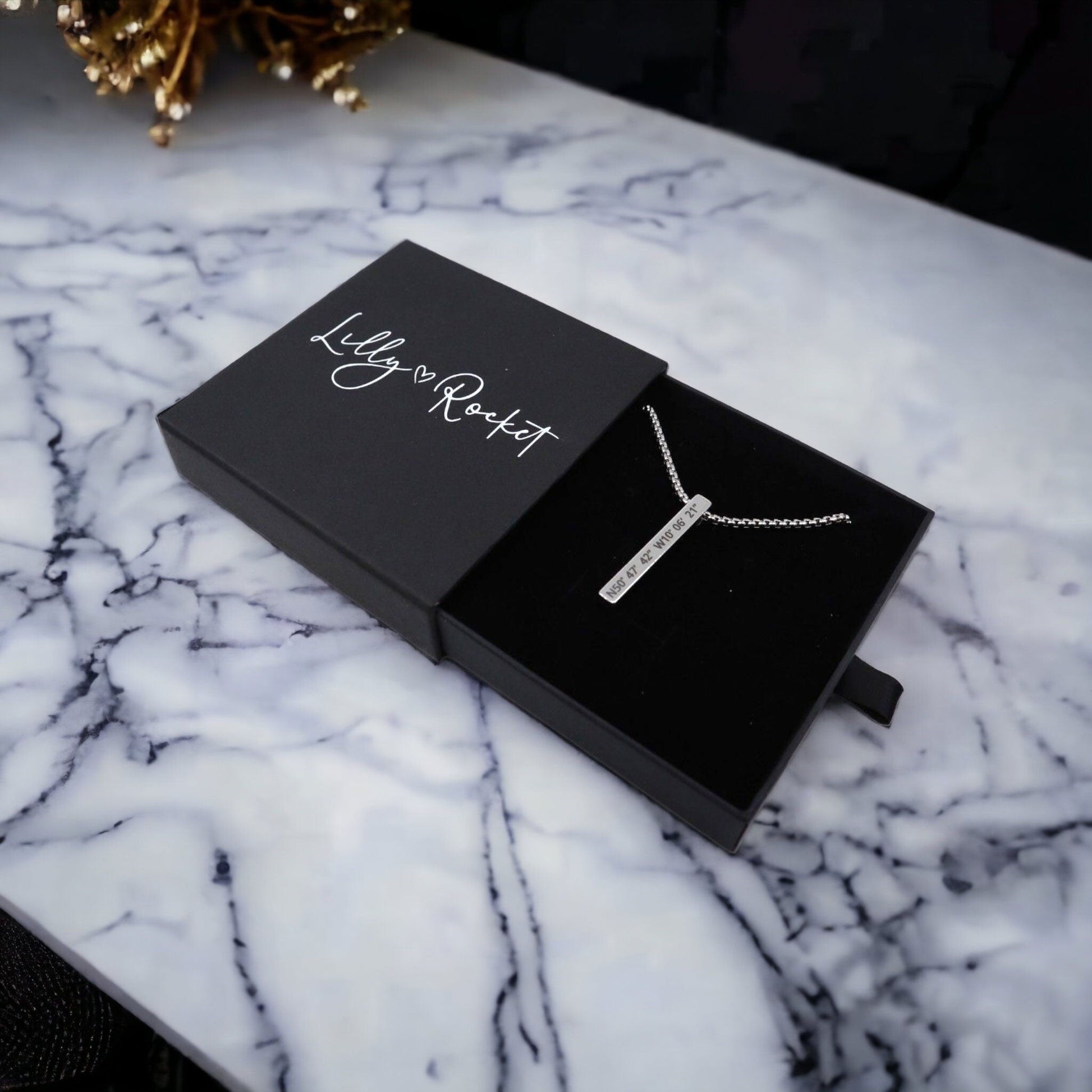 Custom Coordinates Longitude and Latitude Bar Necklace