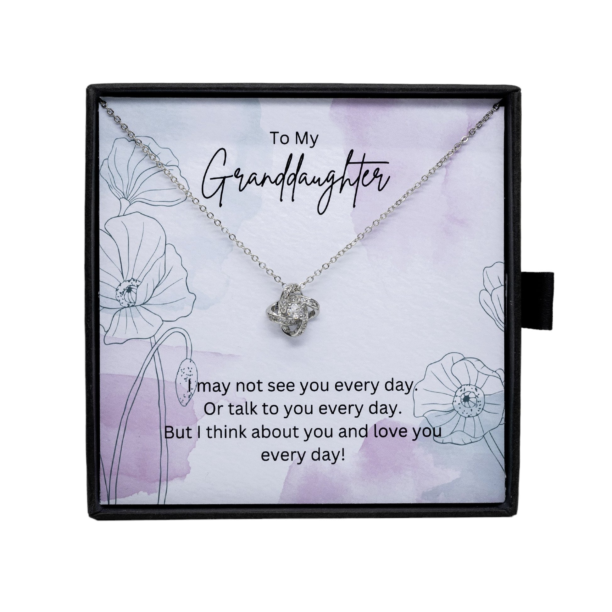 To My Granddaughter - Silver Necklace Gift from Grandparent - Personalised Message Card