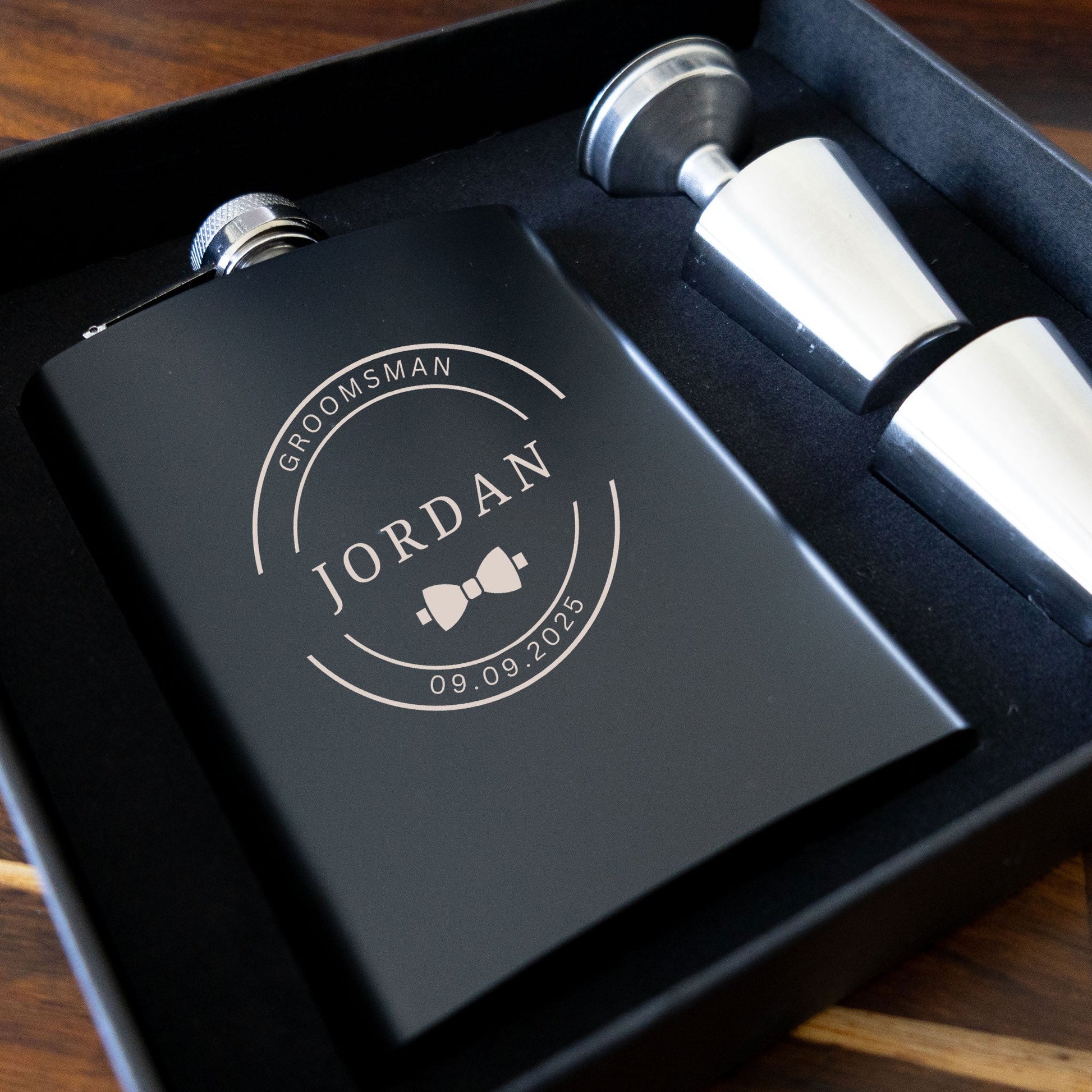 Personalised Groomsman Wedding Gift Hip Flask Gift Set