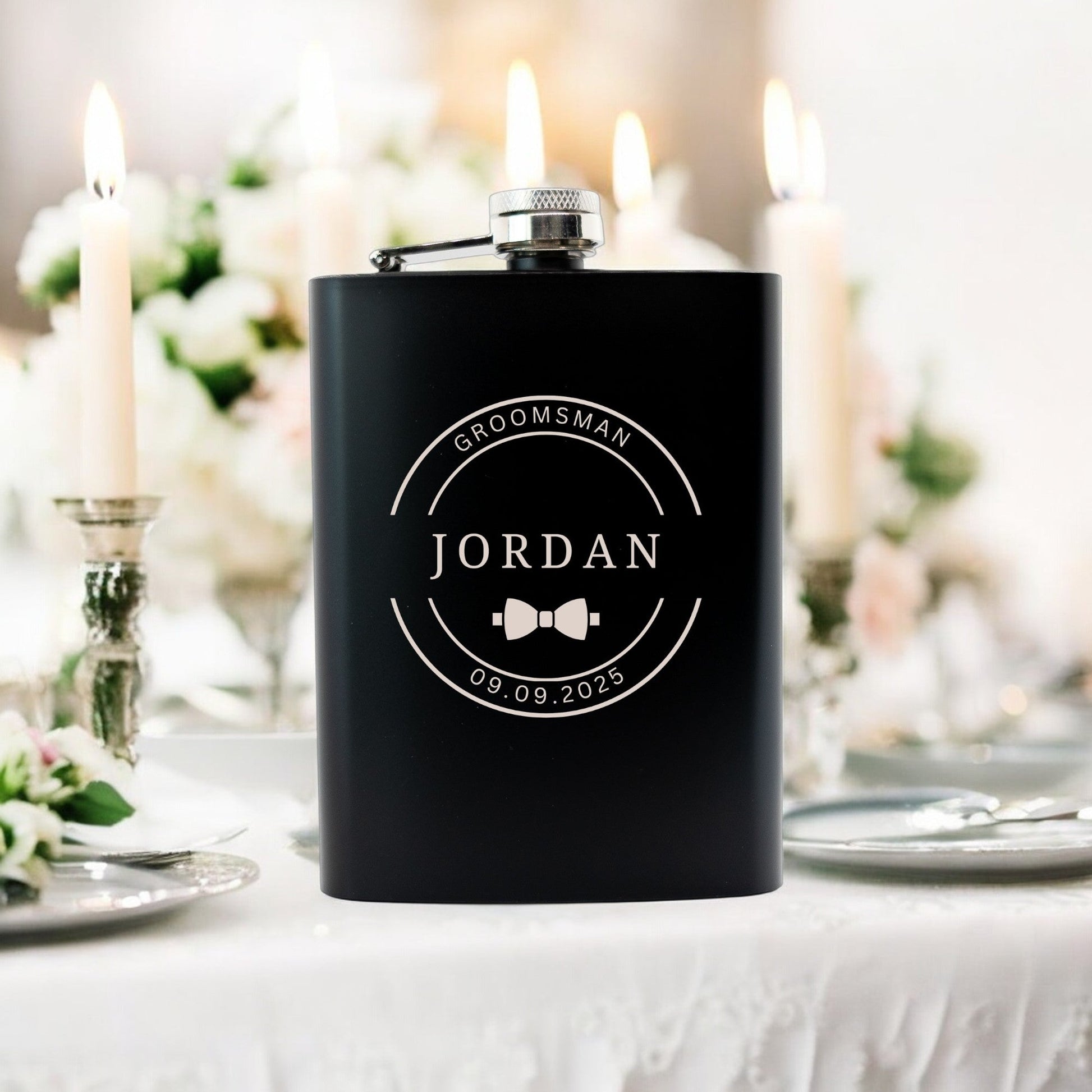 Personalised Groomsman Wedding Gift Hip Flask Gift Set