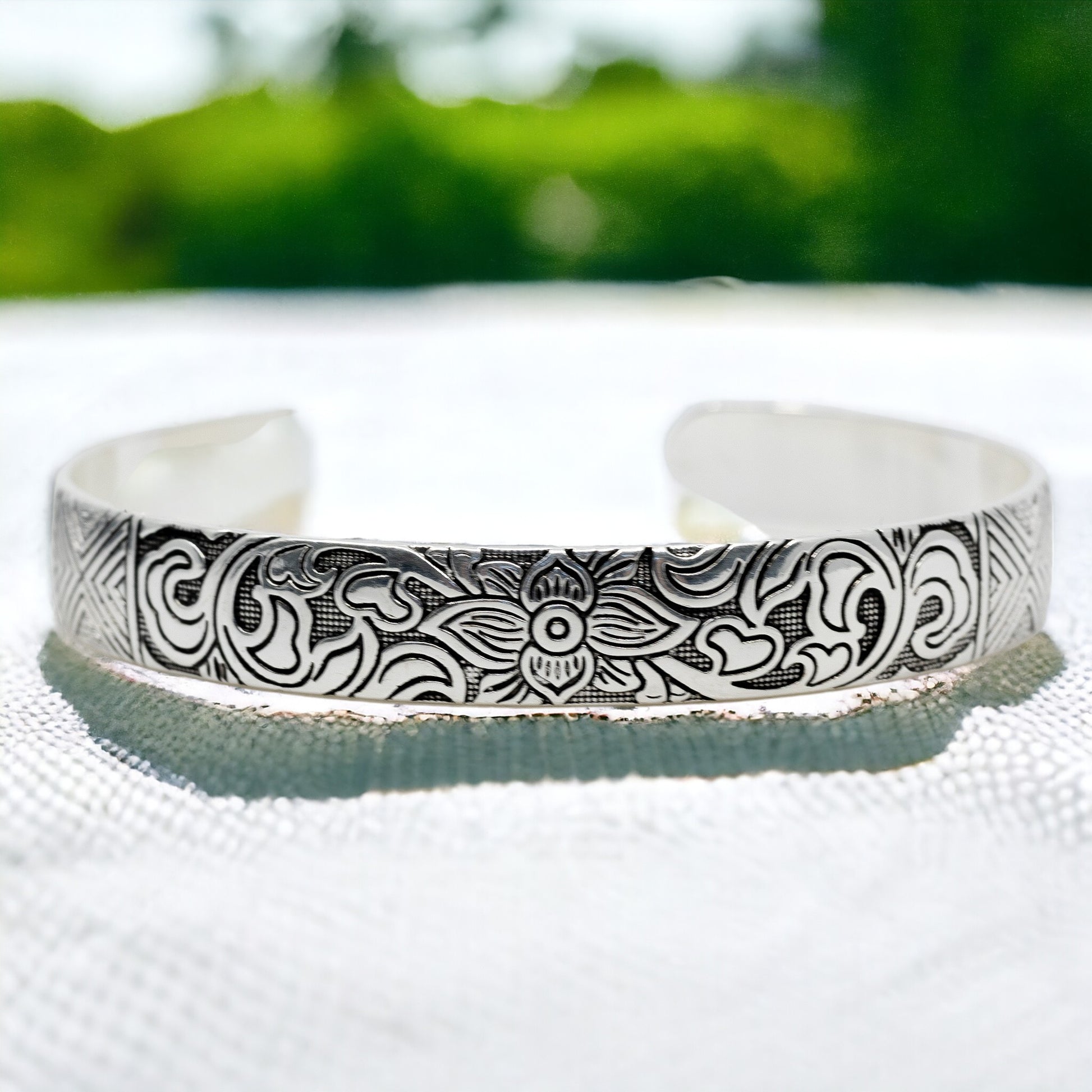 Silver Lotus Bangle for Wife - To My Beautiful Wife Gift For Anniversary, Birthday