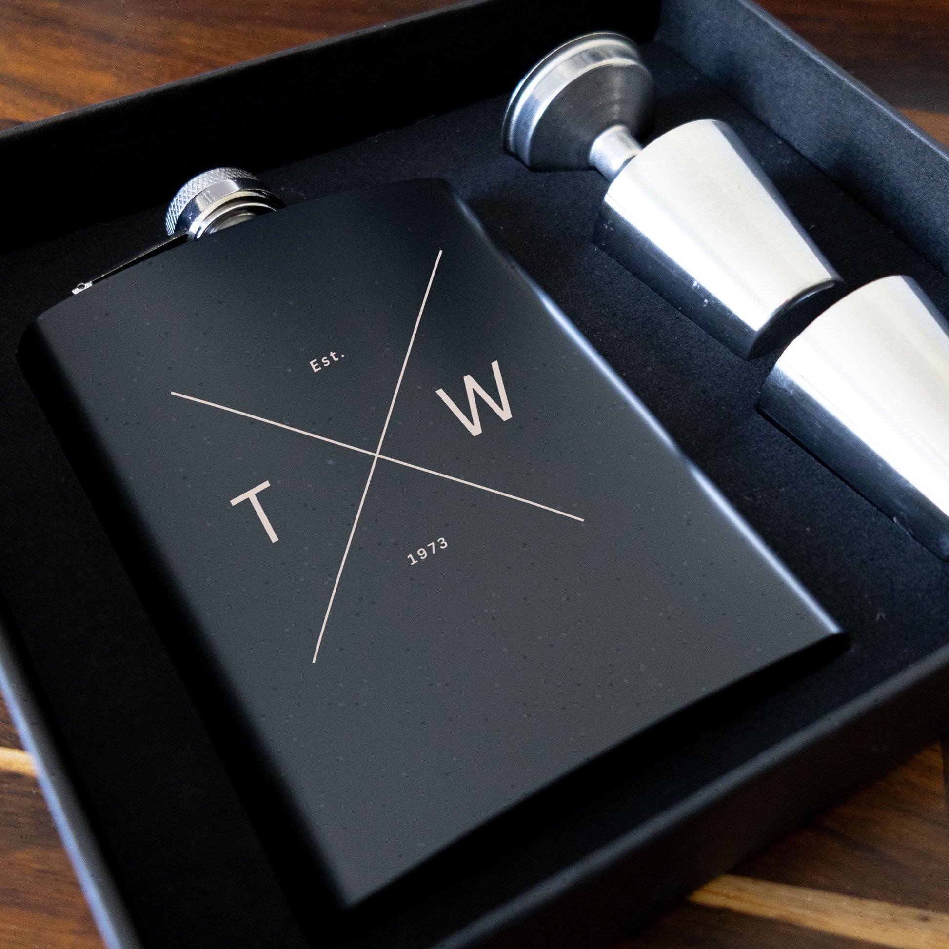 Personalised Outdoor  Themed Hip Flask Gift Set