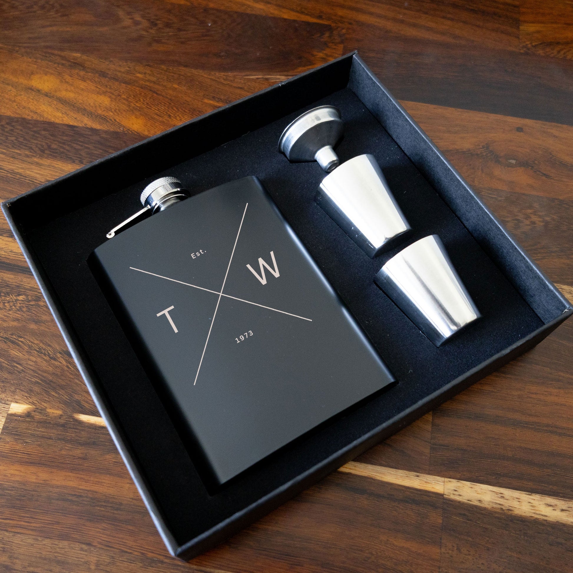 Personalised Outdoor  Themed Hip Flask Gift Set