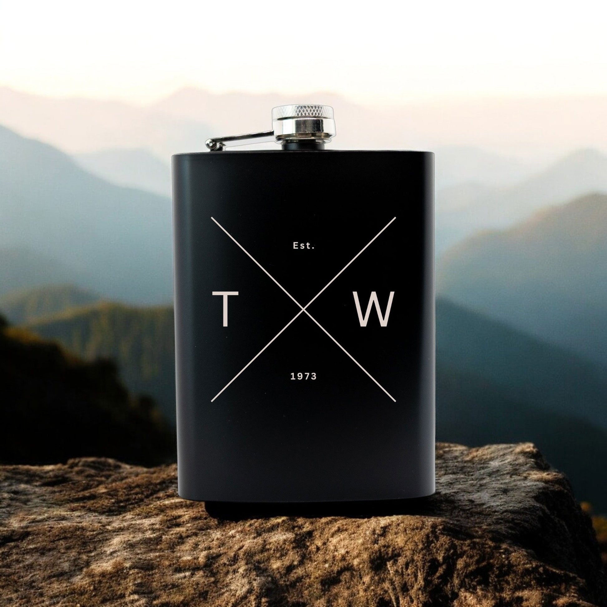 Personalised Outdoor  Themed Hip Flask Gift Set