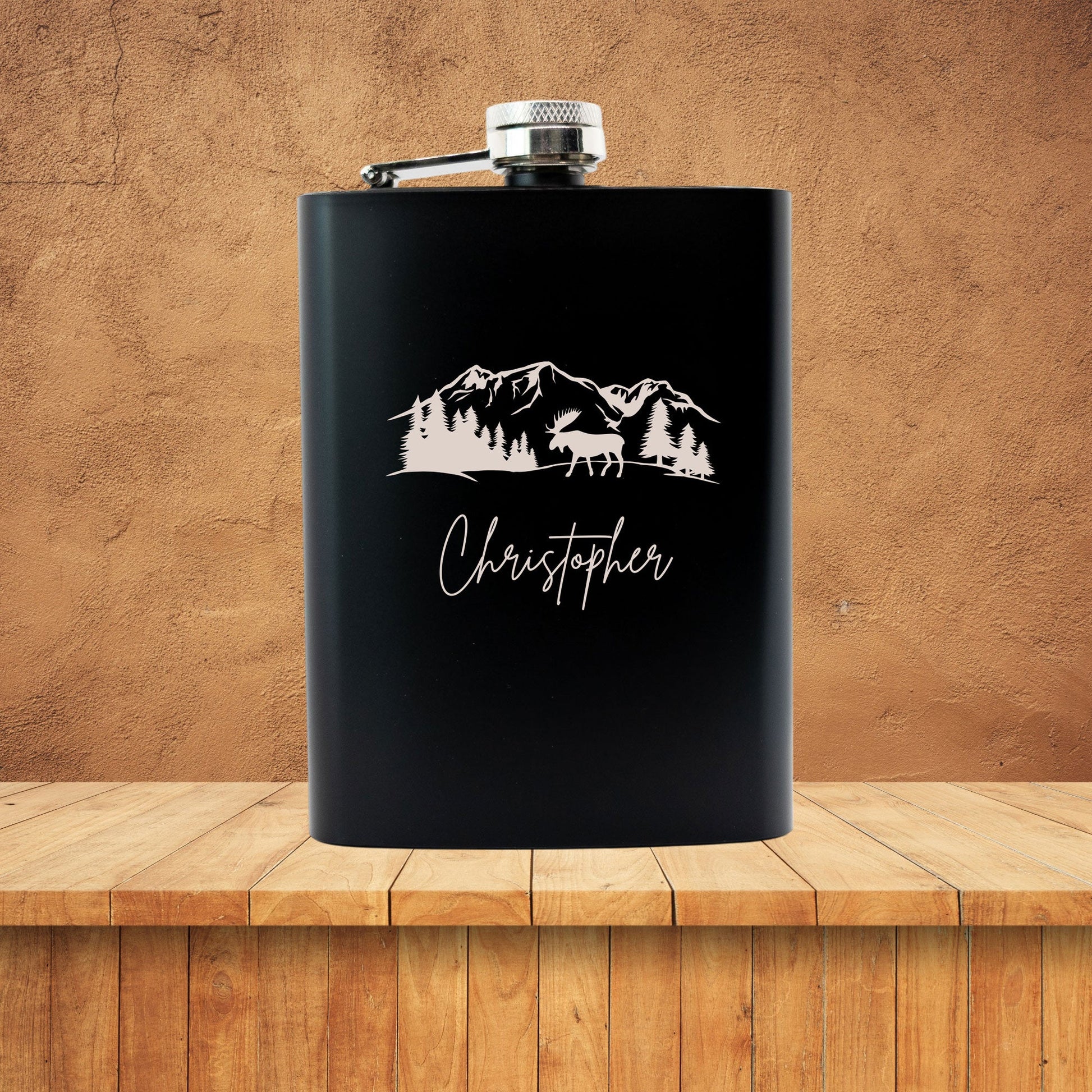 Personalised Outdoor Mountain Themed Hip Flask Gift Set