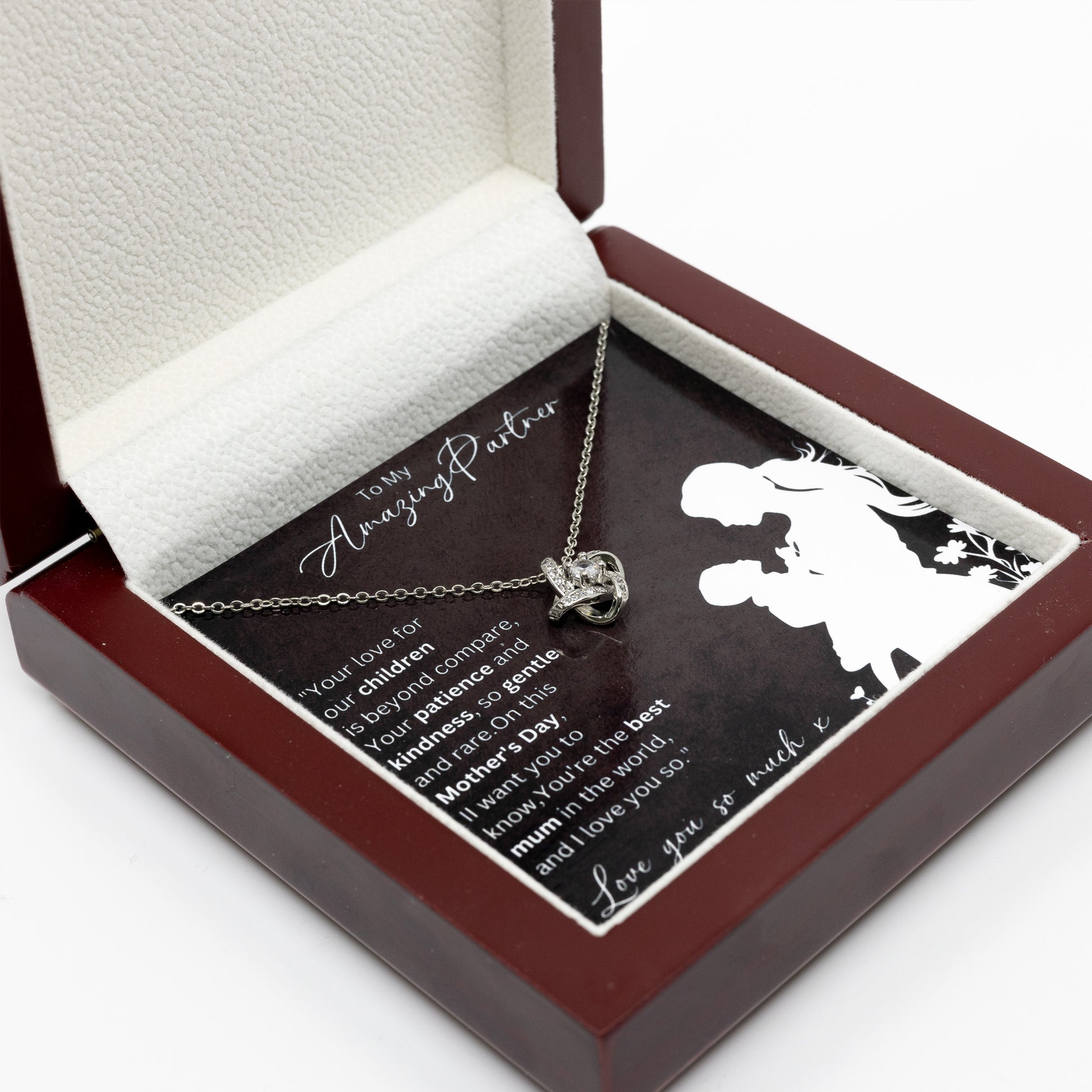 To My Amazing Partner - Mothers Day Gift Jewellery from Partner, Husband Sterling Silver Necklace From Boyfriend - Personalised Message Card