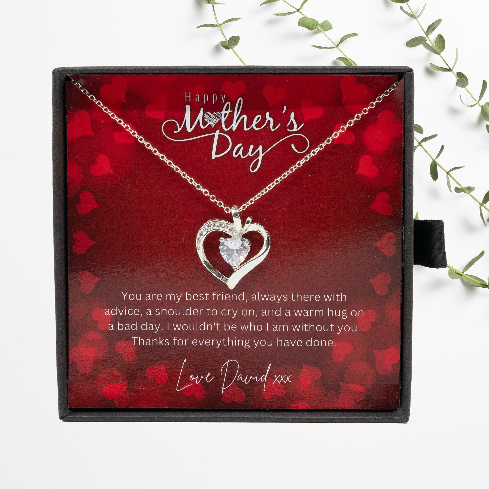 Happy Mothers Day - Choice Of Silver Necklace with Custom Message Card in Beautiful Box - Gift From Son, Daughter - Jewellery Gift For Mum