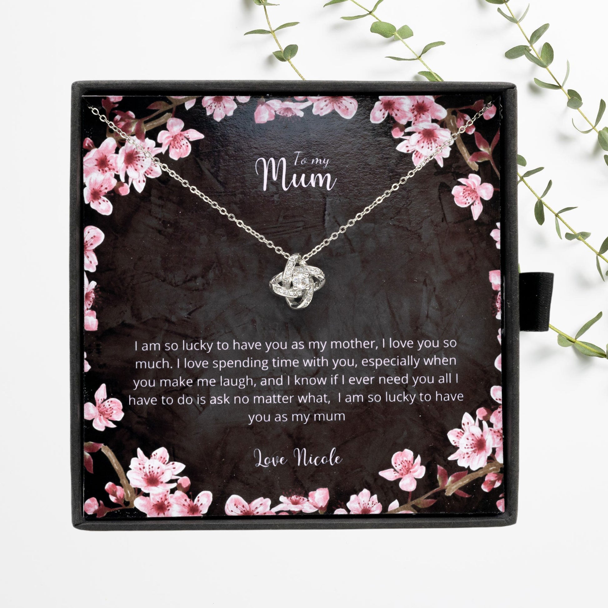 To My Mum - Sterling Silver Necklace Personalised Gift With A Custom Message Card - Gift from Son / Daughter For Mum - Jewellery For Mum