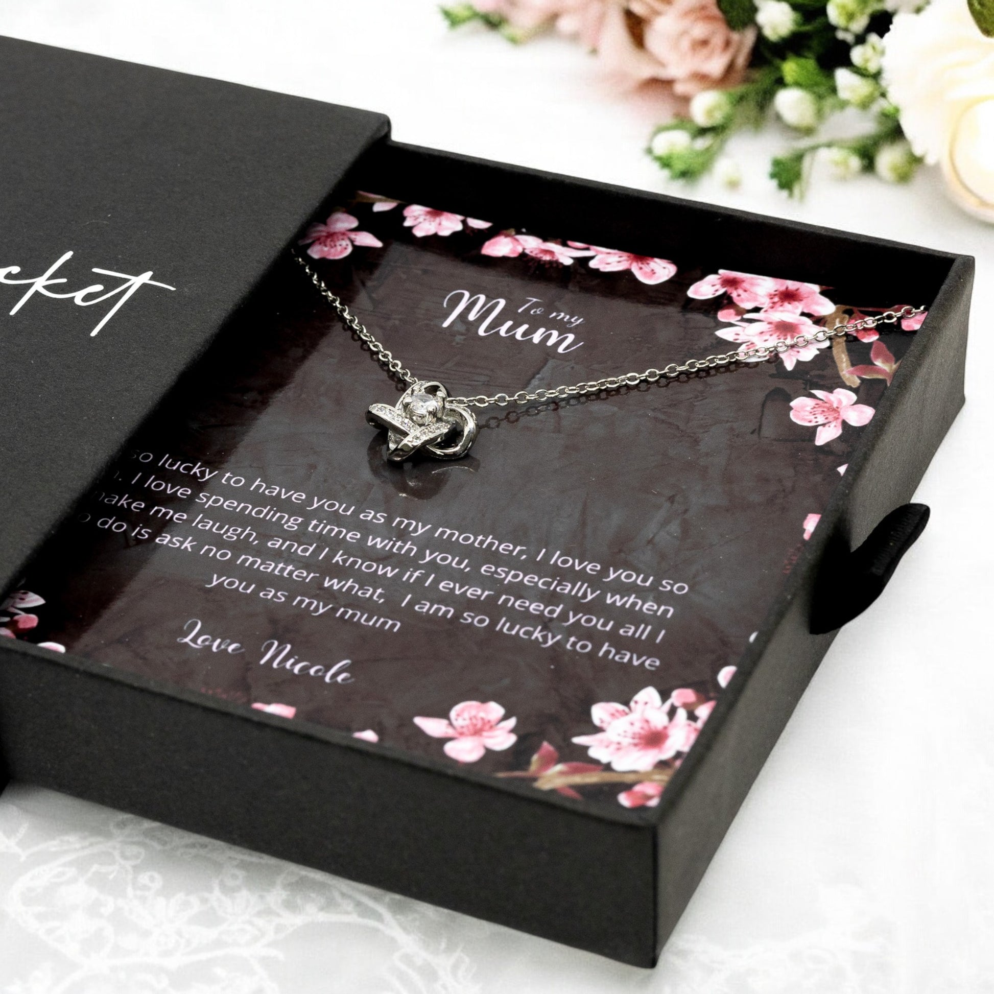 To My Mum - Sterling Silver Necklace Personalised Gift With A Custom Message Card - Gift from Son / Daughter For Mum - Jewellery For Mum