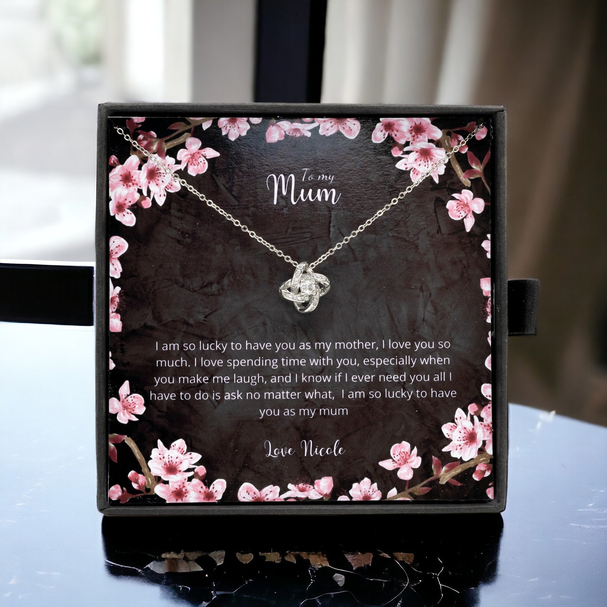 To My Mum - Sterling Silver Necklace Personalised Gift With A Custom Message Card - Gift from Son / Daughter For Mum - Jewellery For Mum