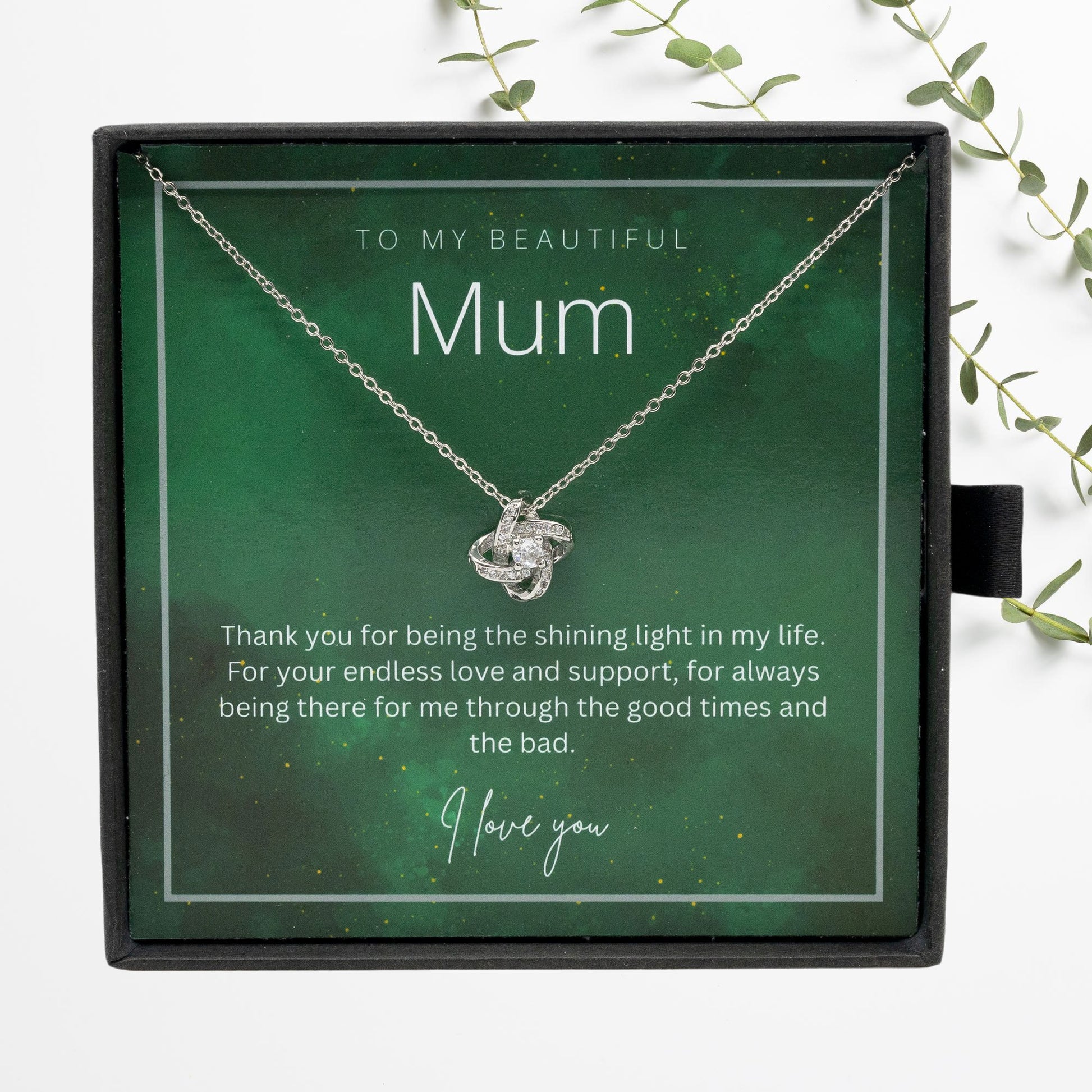 To My Beautiful Mum - Sterling Silver Necklace Personalised Gift With A Custom Message Card - Gift from Son / Daughter For Mum