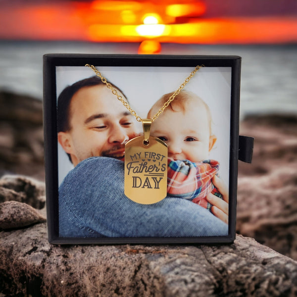 Fathers Day Jewellery Gift - My First Father's Day - With Custom Photo Card