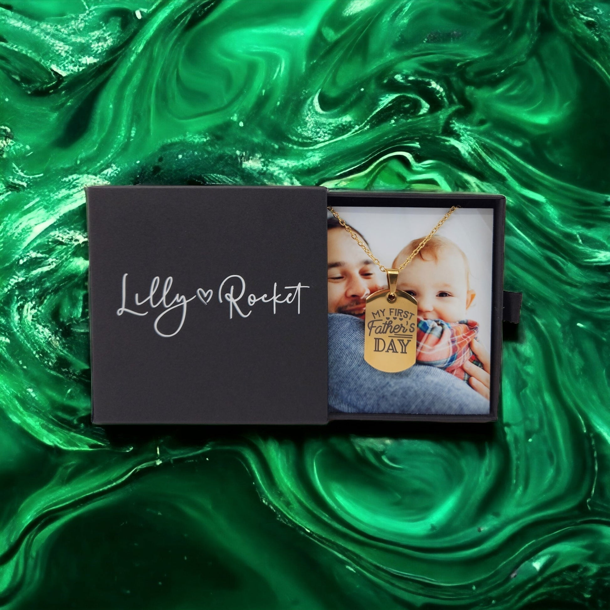 Fathers Day Jewellery Gift - My First Father's Day - With Custom Photo Card