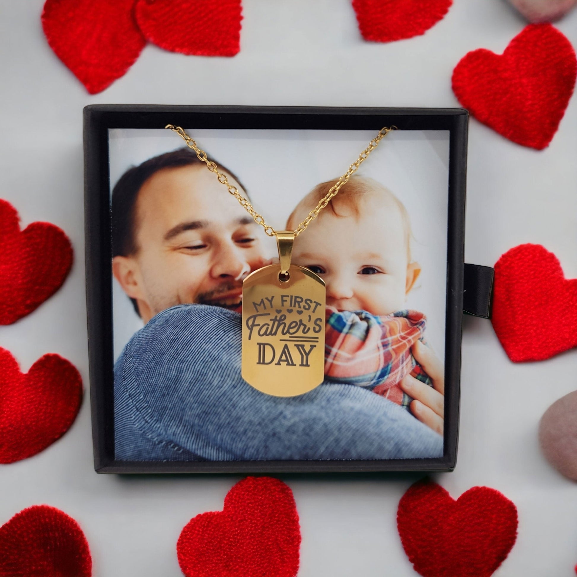 Fathers Day Jewellery Gift - My First Father's Day - With Custom Photo Card