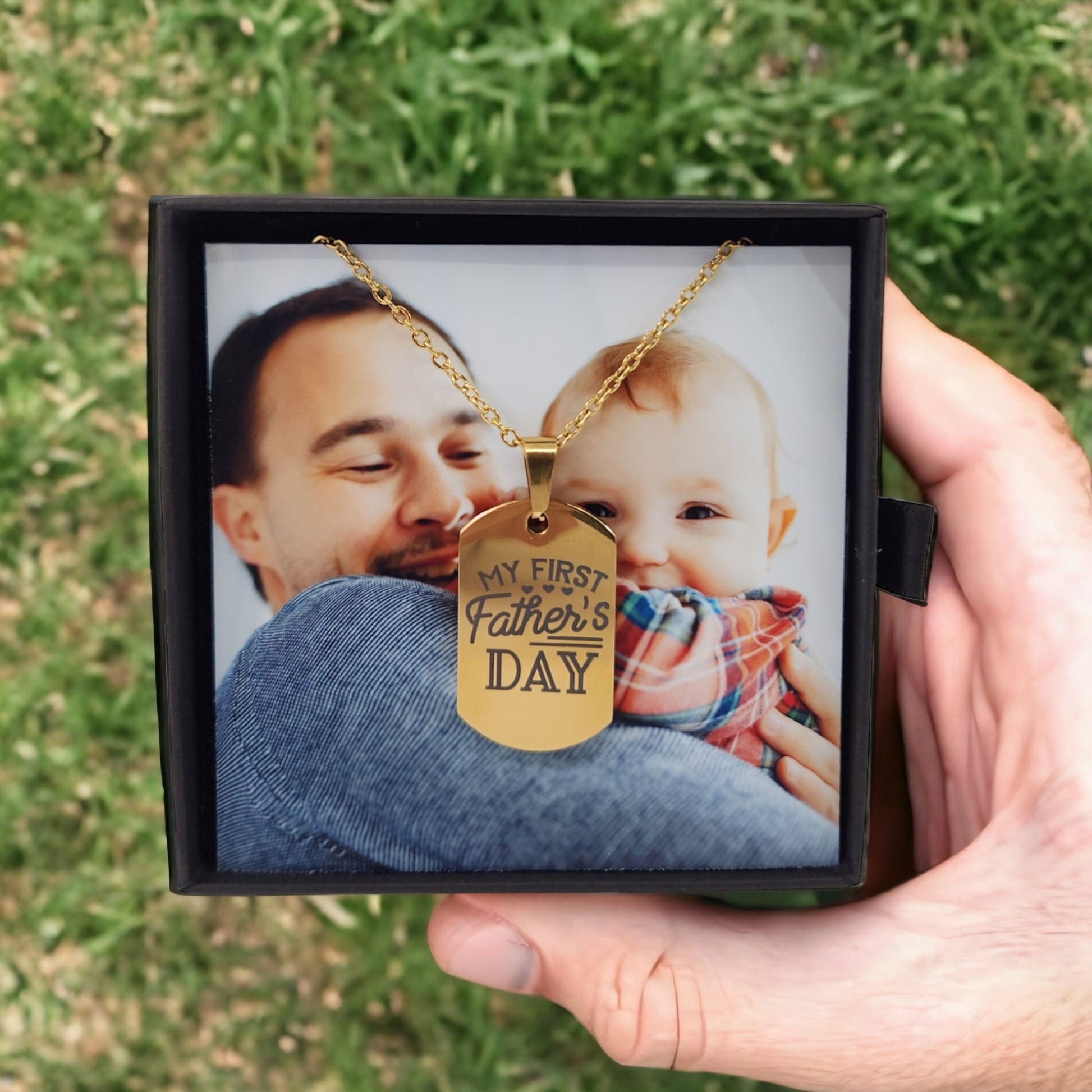 Fathers Day Jewellery Gift - My First Father's Day - With Custom Photo Card