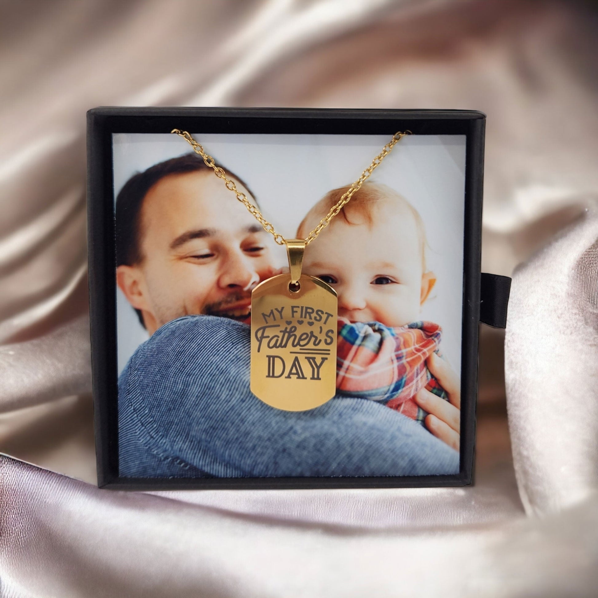 Fathers Day Jewellery Gift - My First Father's Day - With Custom Photo Card