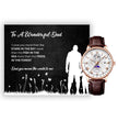 To a Wonderful Dad - Luxury Gift Watch Set - Mahogany Box - Custom Message Card Gift For Birthday's Christmas - Fathers Day