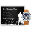 To a Wonderful Dad - Luxury Gift Watch Set - Mahogany Box - Custom Message Card Gift For Birthday's Christmas - Fathers Day