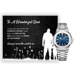 To a Wonderful Dad - Luxury Gift Watch Set - Mahogany Box - Custom Message Card Gift For Birthday's Christmas - Fathers Day